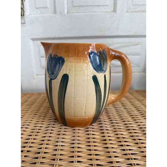 Antique 1910s Roseville Pottery Tulip Milk Pitcher Farmhouse Primitive - Picture 1 of 11